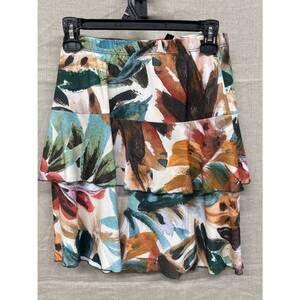 NEW FASHQUE women's 3 tier ruffle skort in white multi